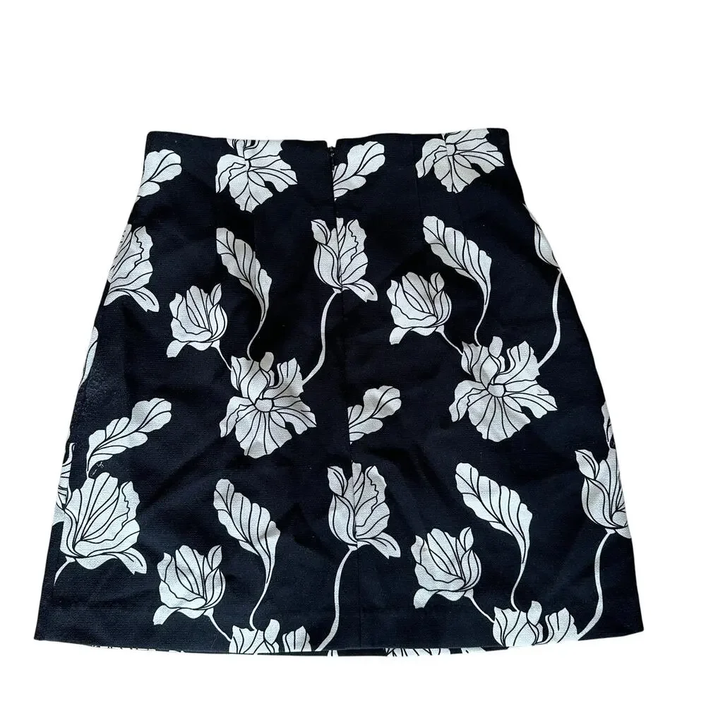 Adam Lippes Black Floral Mini Pencil Skirt Size 4 Career Polished Designer $270 - Picture 9 of 10